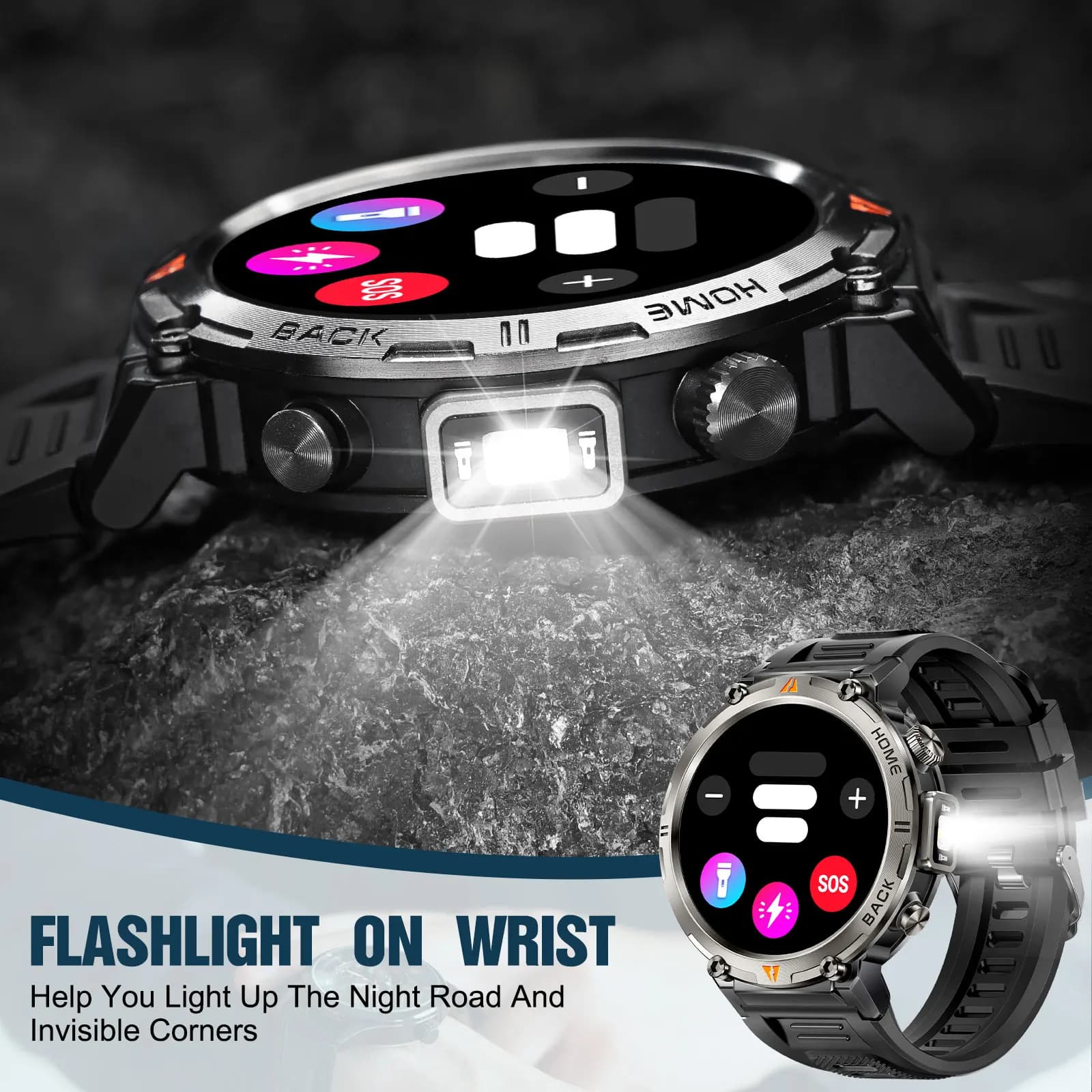 Montre connectée EIGIIS KE3 étanche 3ATM Bluetooth appel santé 100+ modes sport lampe torche