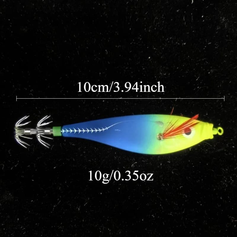 5 leurres calmar lumineux horizontal glow jig pêche mer appât crevette et calmar
