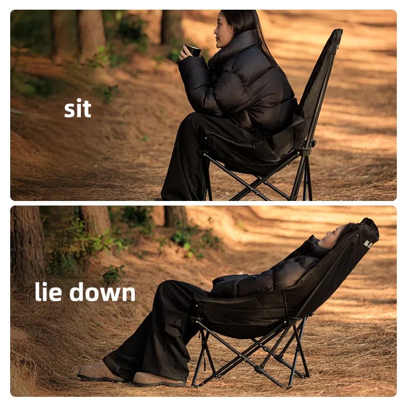Chaise lounge pliante Blackdog extérieur avec siège épaissi pour plage camping installation facile