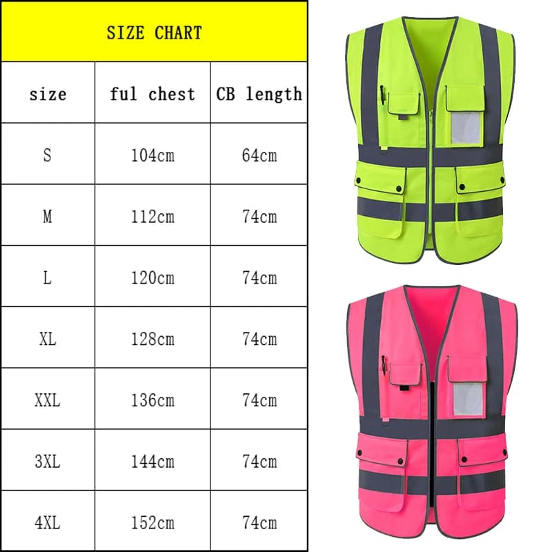 Veste de travail haute visibilité orange 5XL avec multiples poches pour homme chantier