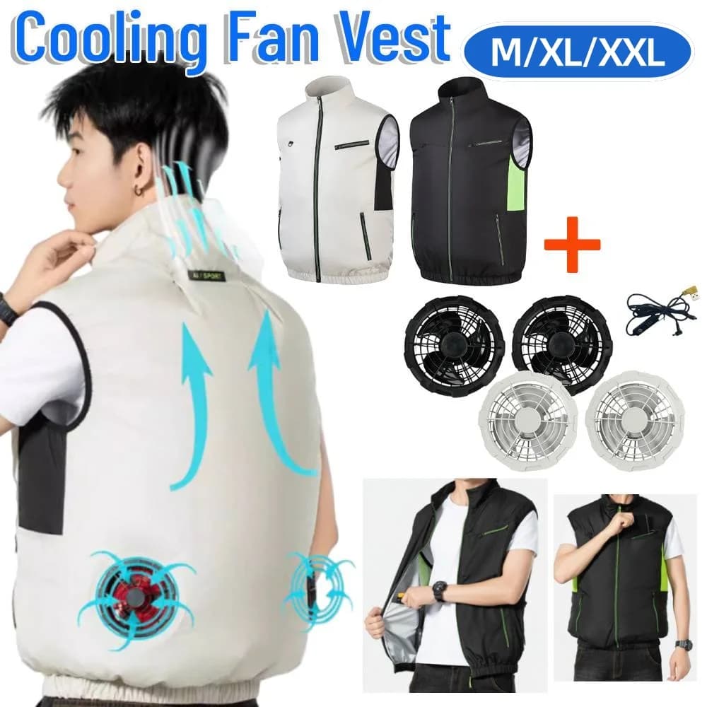 Gilet Rafraîchissant sans Manches Ventilé pour Pêche, Camping et Travail en Été