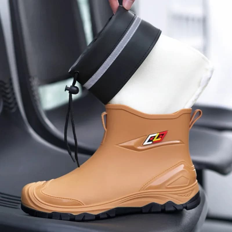 Bottes de pluie homme cheville doublure polaire épaissie antidérapantes pêche travail chaudes