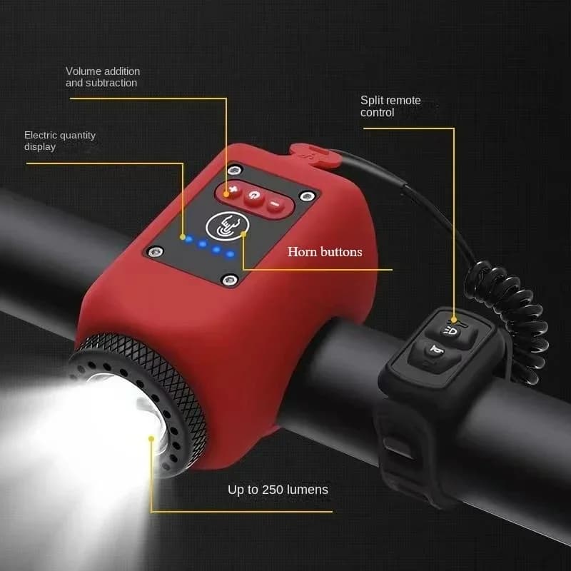 Klaxon vélo électrique rechargeable USB 120dB - Lampe MTB étanche IPX6 accessoire cyclisme