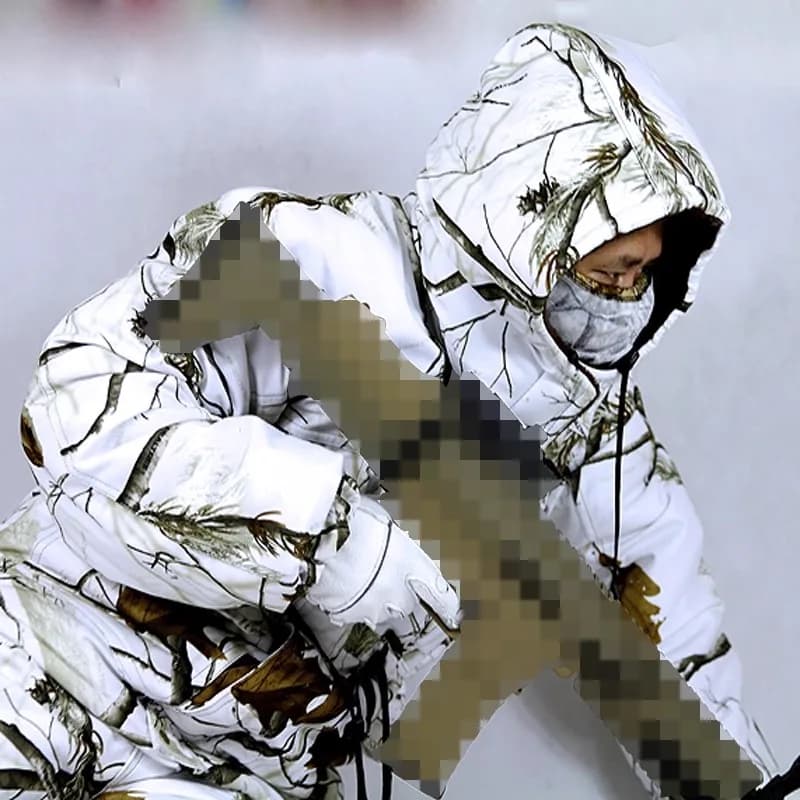 Ghillie Suit Hiver Imperméable Neige - Tenue Thermique Pêche Chasse Camouflage Bionique