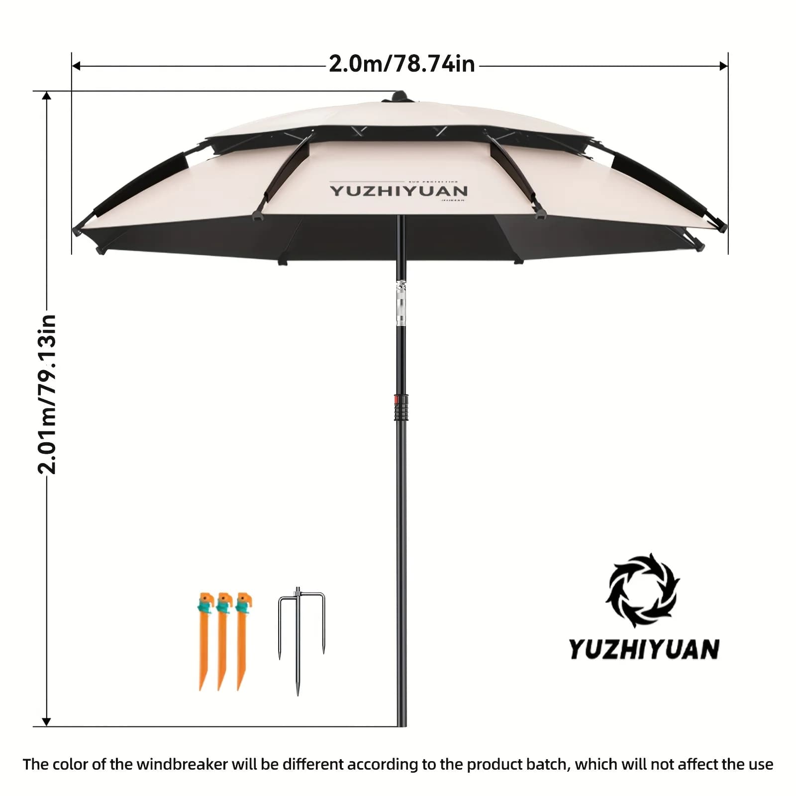 Parapluie ombrage pêche renforcé réglable - Perche flexible et tissu double couche respirant