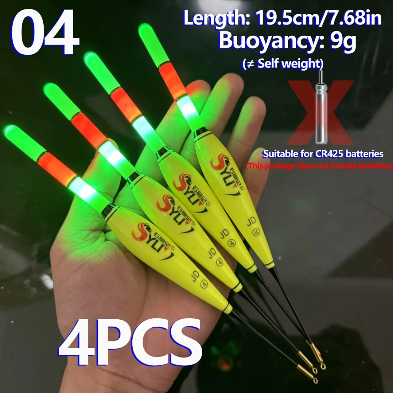 Lot de 4 flotteurs lumineux pour la pêche de nuit à la carpe, visibilité optimale et éclairage puissant