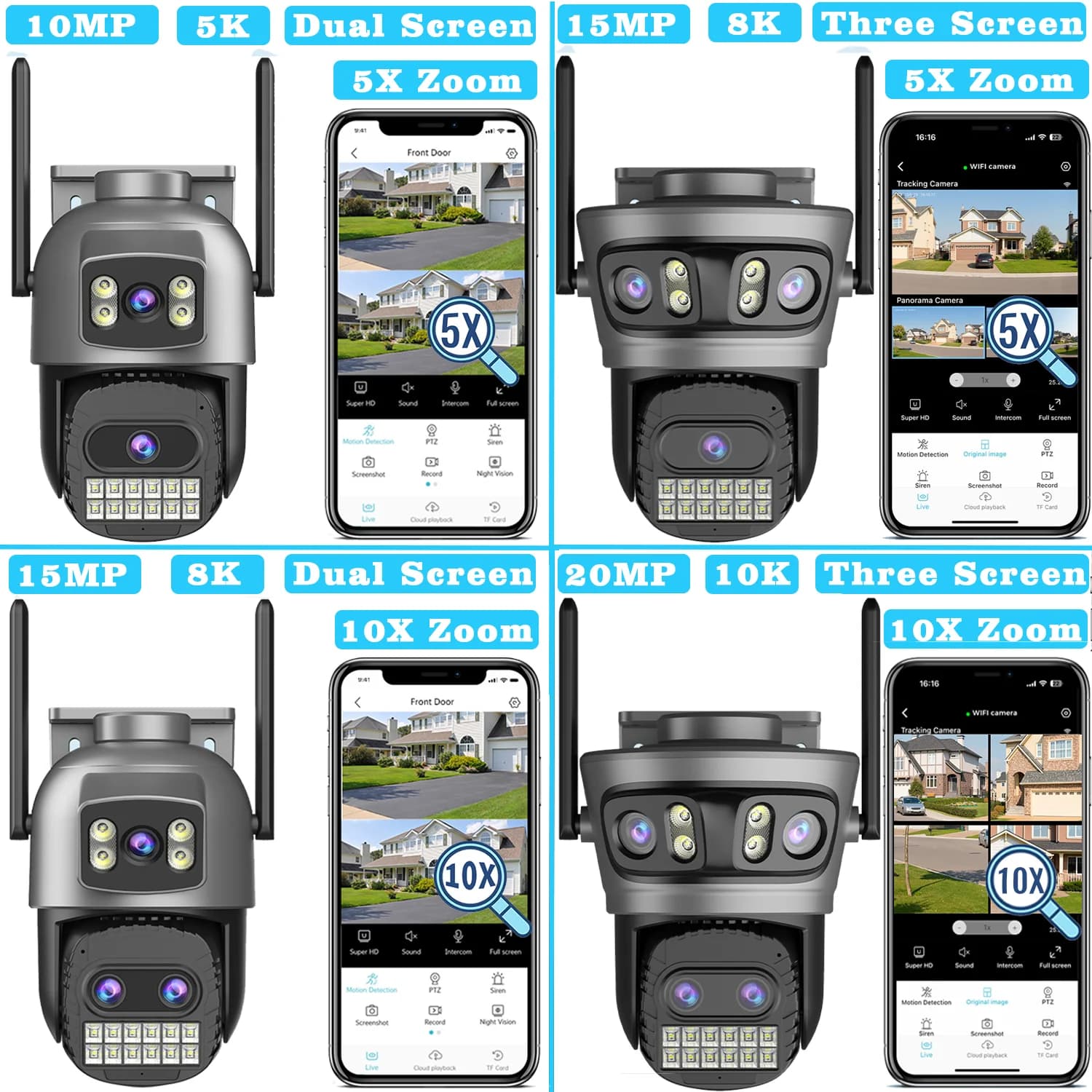 Caméra sécurité extérieure 20MP 5G PTZ - Détection humaine AI, zoom 10x et vision nocturne pour surveillance complète