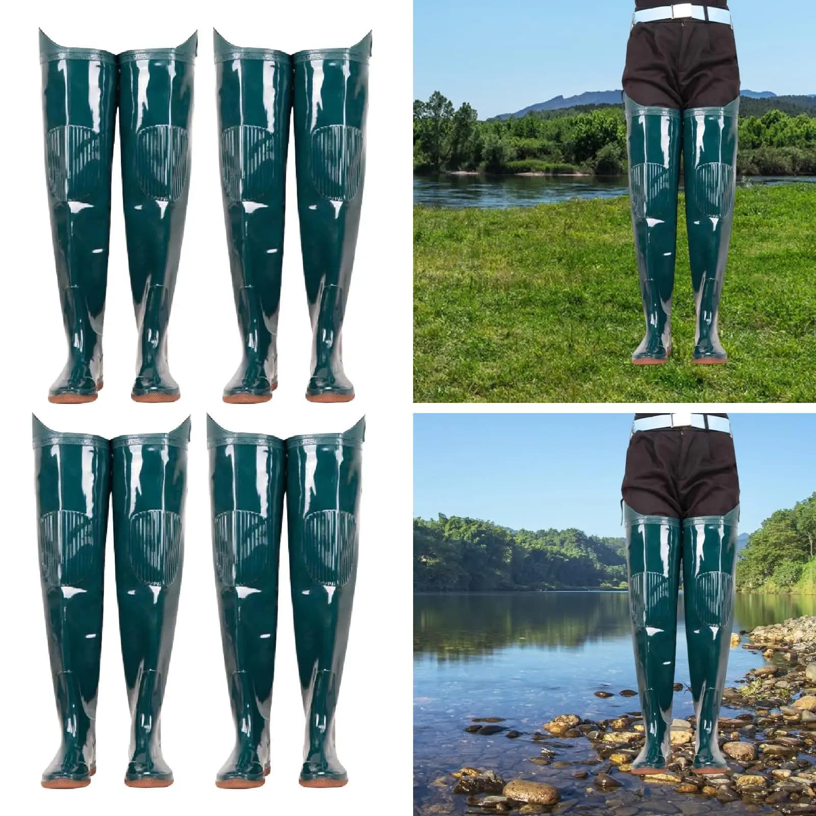 Bottes de pêche waders imperméables antidérapantes confortables - Bottes de pluie longues genouillères agriculture