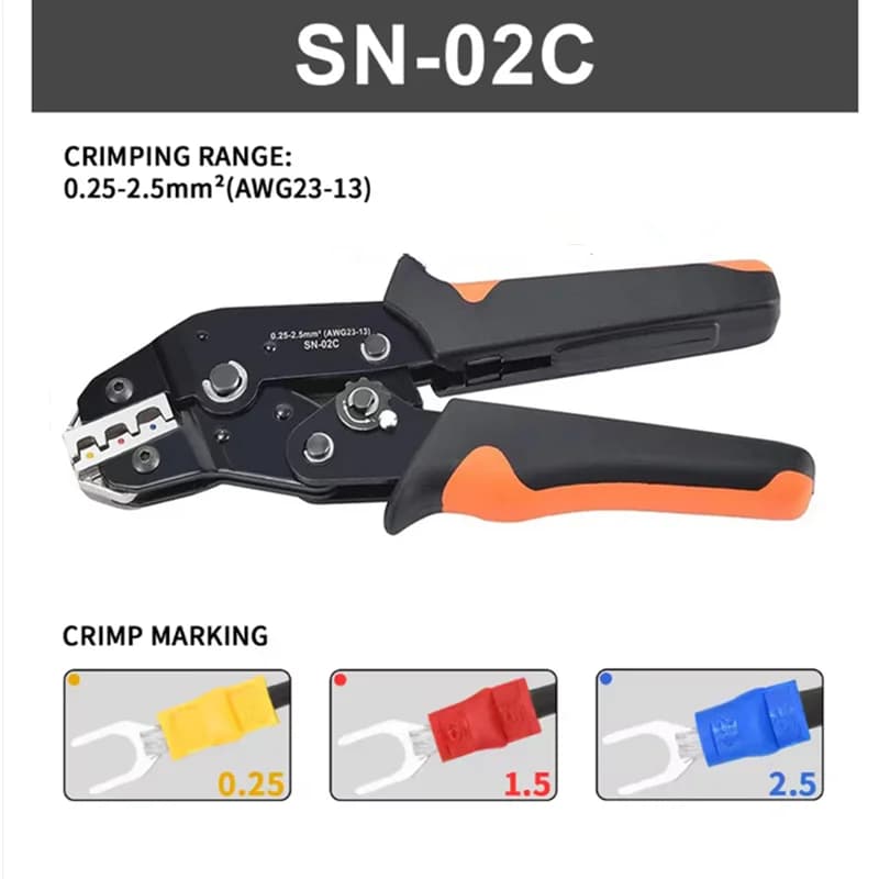 Kit pince à sertir SN-02C avec 280 connecteurs - AWG 23-13 pour installations électriques pêche