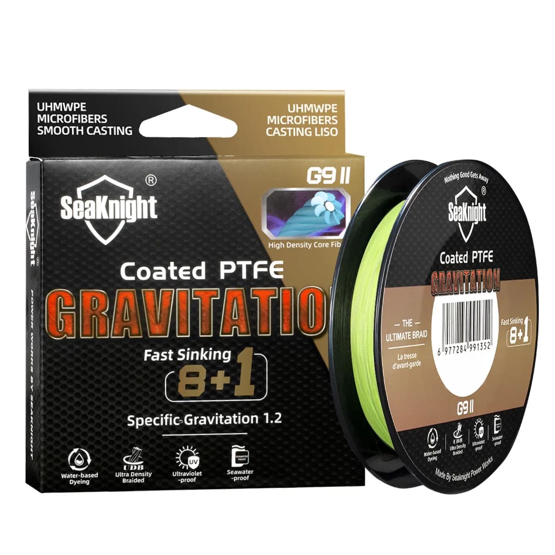 Ligne SeaKnight Gravitation9II 9 brins PE anti-UV 150M-300M pour pêche en mer haute performance