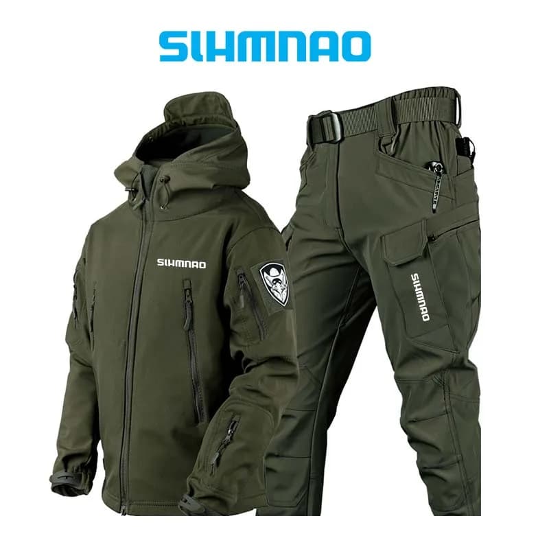 Ensemble veste de pêche hiver 2025 imperméable - Vêtement technique pêche homme - Tenue pêche tactique