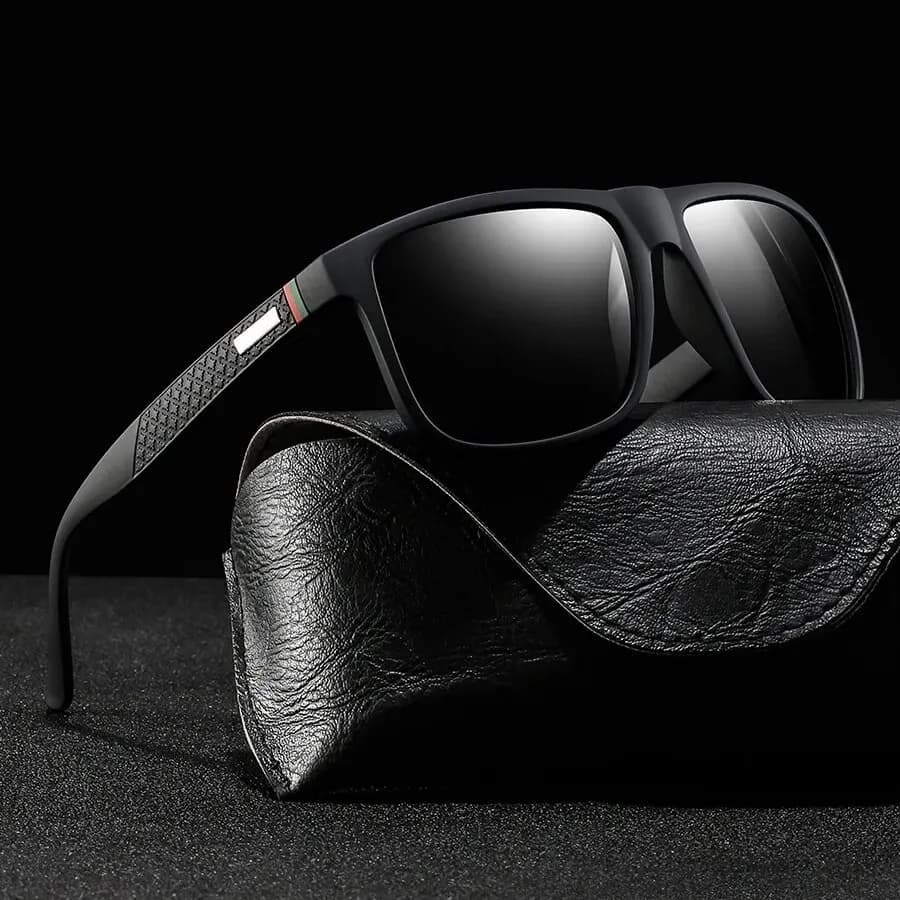 Lunettes carrées vintage de luxe polarisées - Homme Femme pêche conduite UV400 marque designer