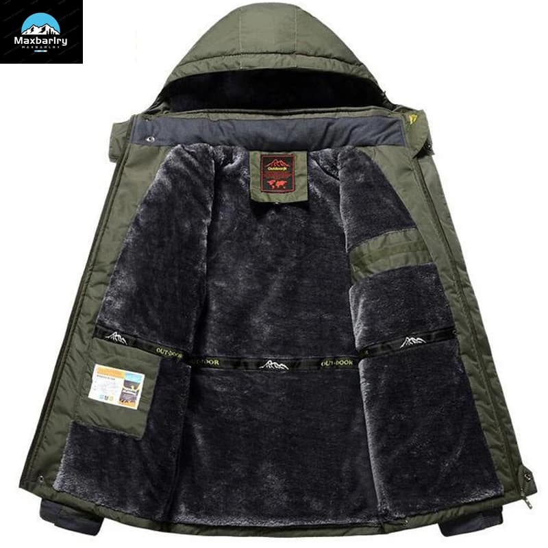 Veste polaire épaisse hiver pêche homme - Parka rétro imperméable - Coupe-vent alpinisme chasse