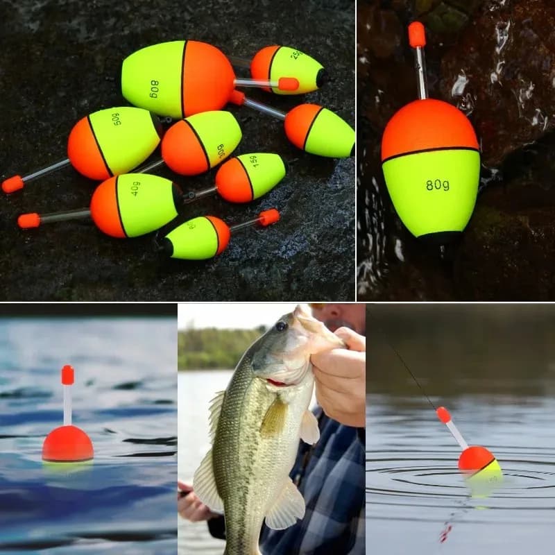 5 flotteurs lumineux de nuit EVA pour la pêche en mer et sur roches, avec lumière