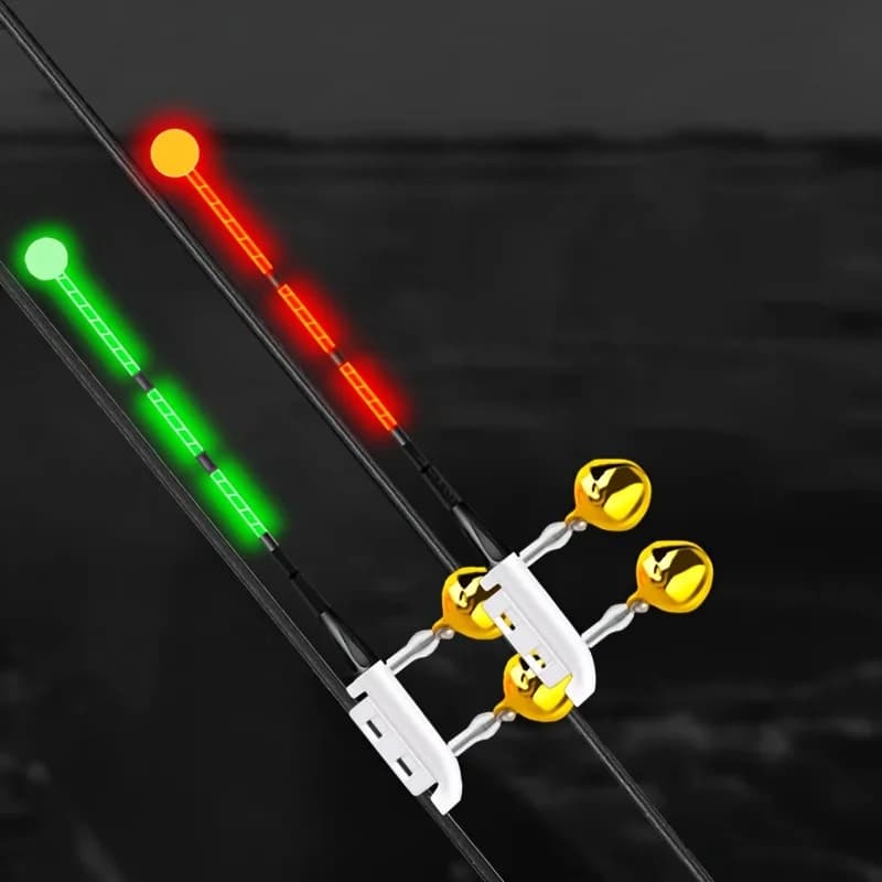 5 indicateurs de touche de pêche avec clochette et lumière pour surf casting eau douce et mer sans pile