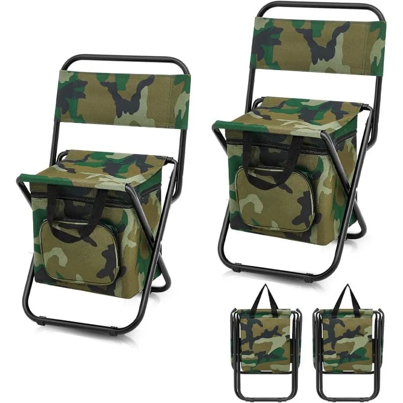 Chaise de pêche pliable avec glacière intégrée - Support 100kg pour pêche et camping