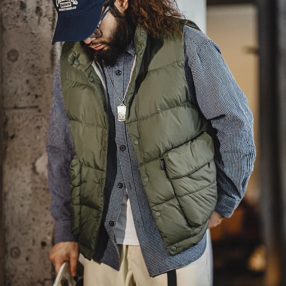Gilet doudoune homme hiver duvet blanc canard épais chaud poches doubles veste extérieure