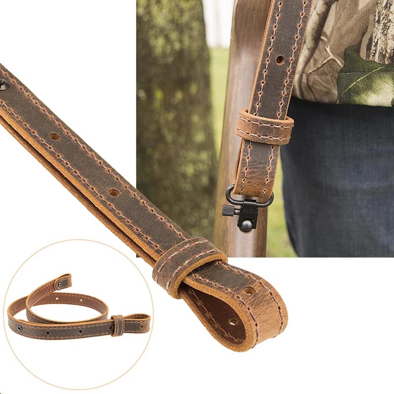 Bretelle de fusil en cuir véritable ajustable pour AR15 AK47 chasse et pêche