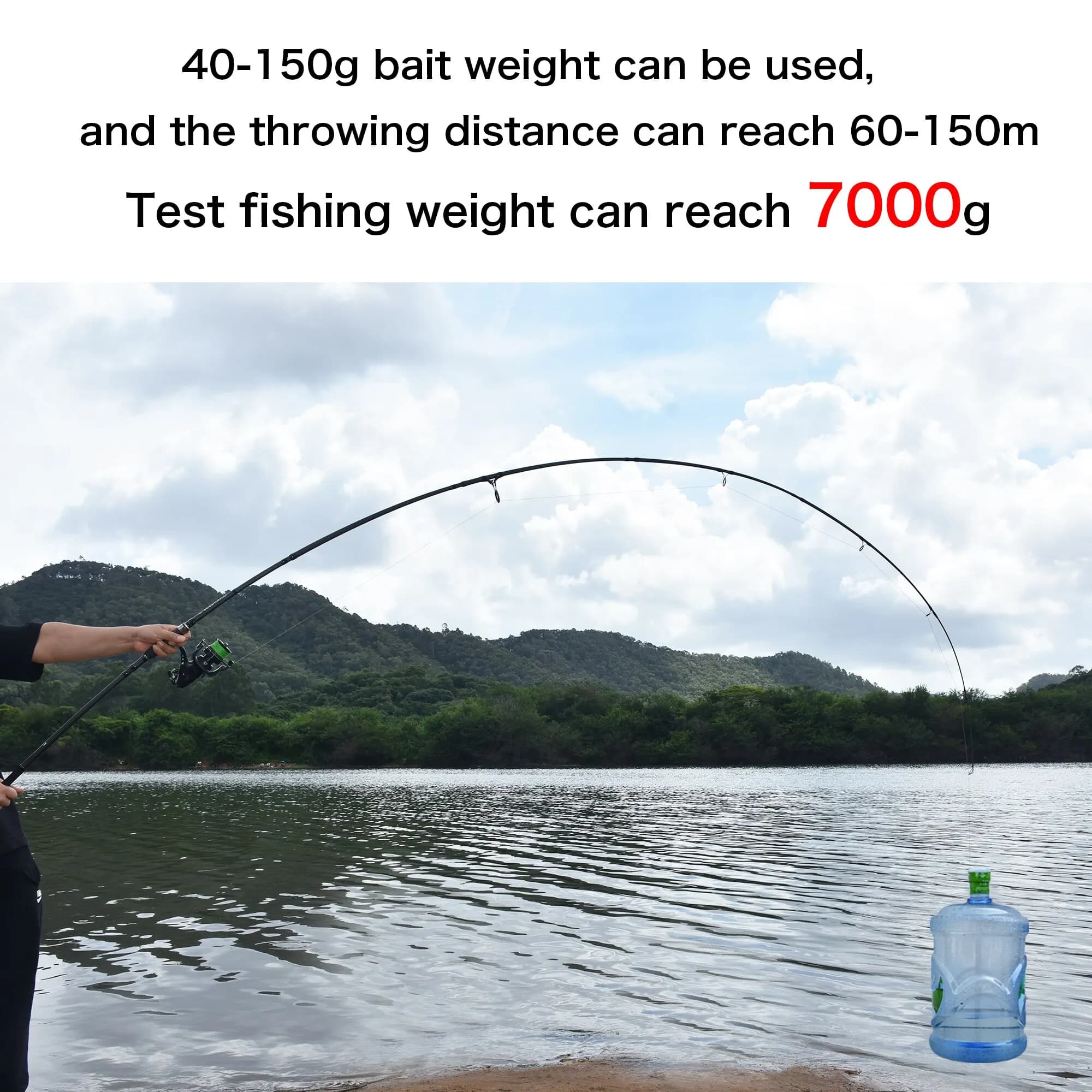 Canne carpe BIUTIFU 2 pointes 3.5lb 7 sections carbone 30t voyage casting rivage 60-150m
