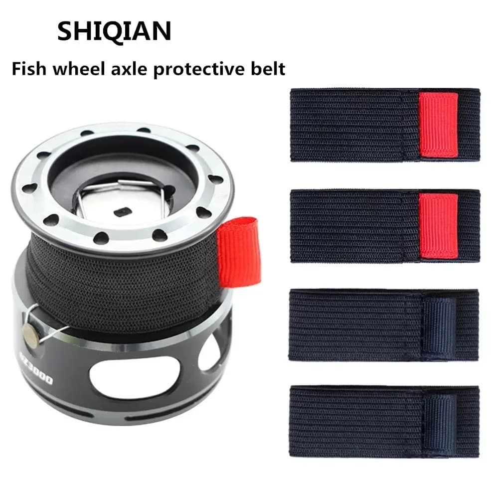 Protecteur élastique noir et rouge pour moulinet de pêche, set 4 pièces tailles S M L XL accessoires