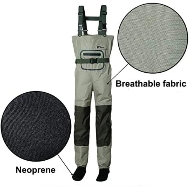 Waders de pêche homme 3 plis respirants et imperméables avec bottes néoprène isolantes pour poissons