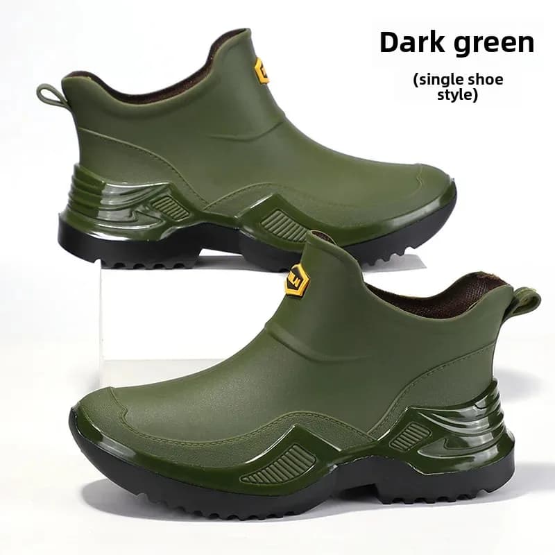Bottes de pluie militaires vertes hommes sport courtes épaisses antidérapantes pêche EVA semelle