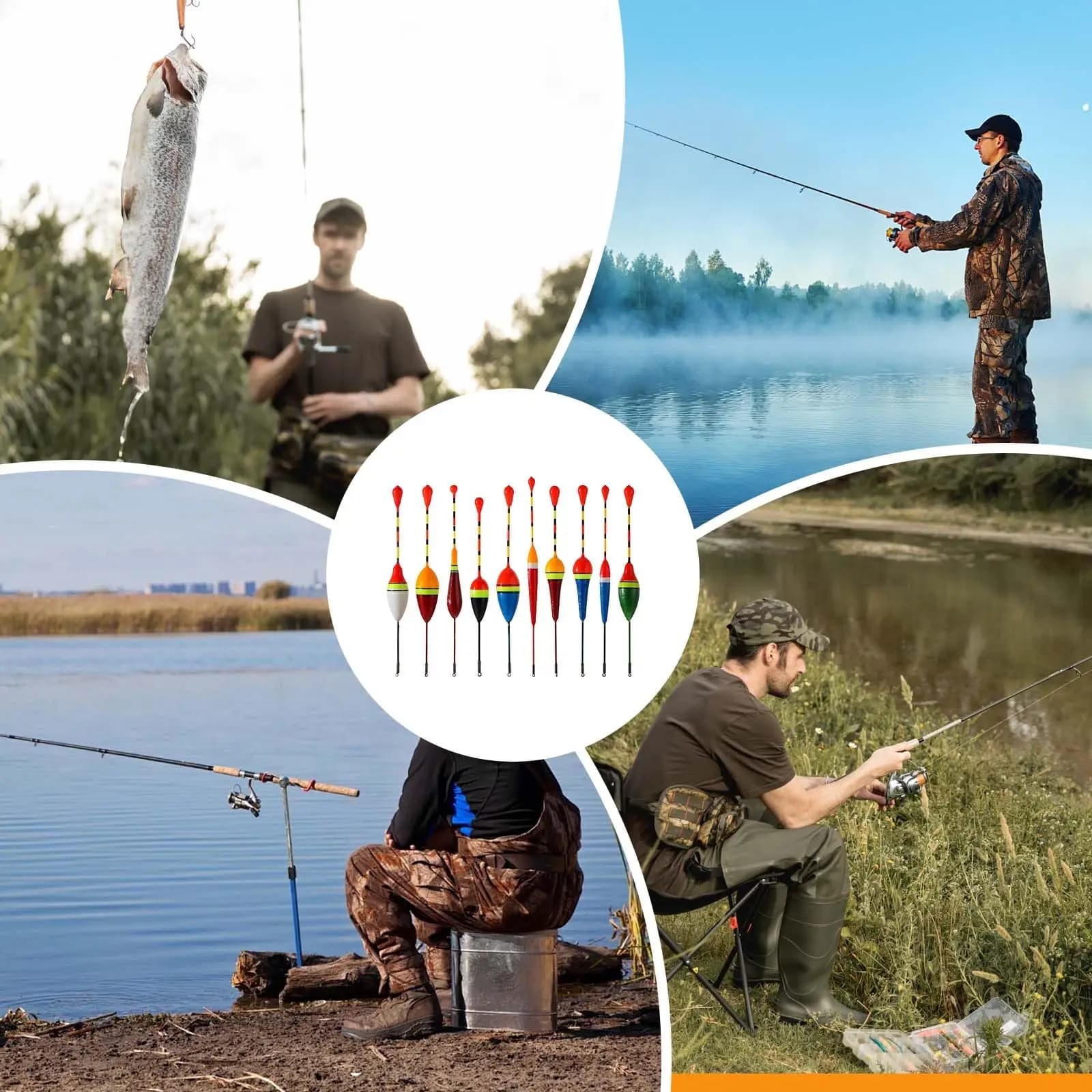 10 flotteurs truite ovale bois coulissant pêche basse ligne mousse dure basses accessoires pêcheur