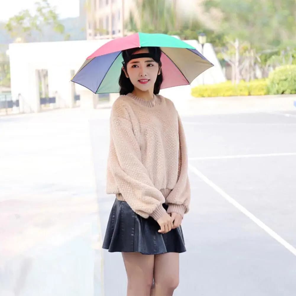 Chapeau parapluie pêche anti-vent pliable portable protection solaire pluie camping plage extérieur