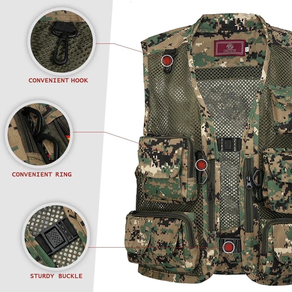 Veste pêche photographie été multi-poches mesh imperméable séchage rapide - Gilet de sauvetage amovible