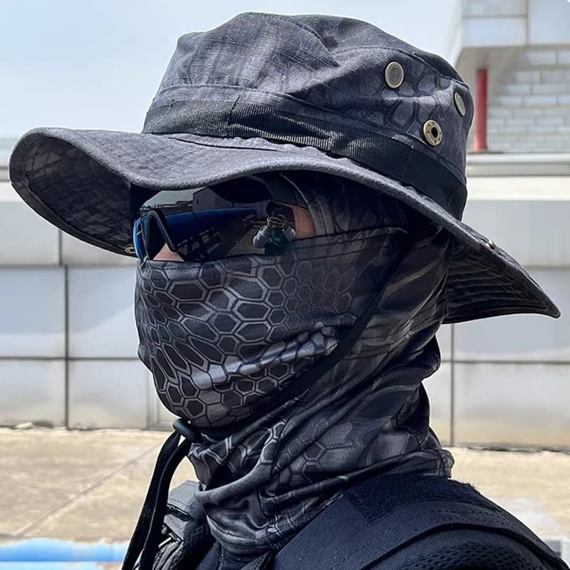 Set 2 pièces chapeau à large bord avec cagoule - Protection solaire mixte pour pêche, randonnée et camping
