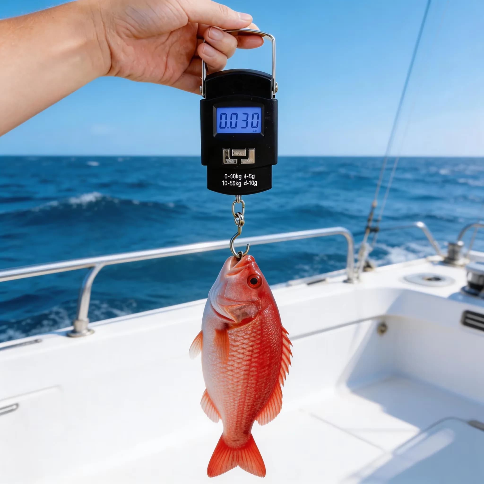 Balance de pêche numérique portable 50kg avec mètre ruban rétractable pour peser le matériel et les prises