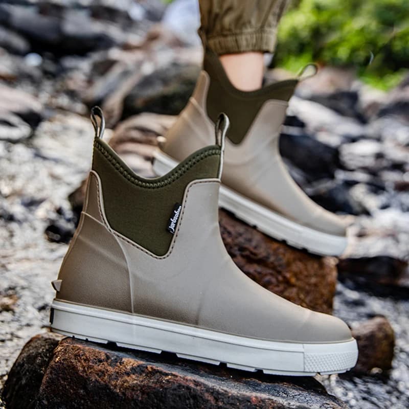Chaussures imperméables mi-hautes homme randonnée anti-dérapantes résistantes extérieur pêche casual