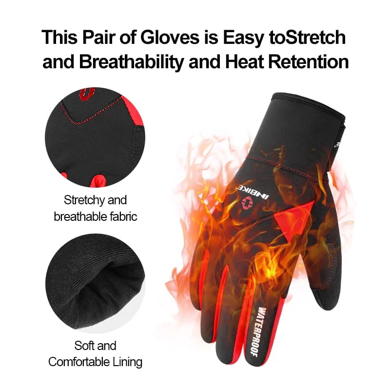 Gants vélo hiver tactiles INBIKE - Imperméables, chauds et coupe-vent pour hommes et femmes