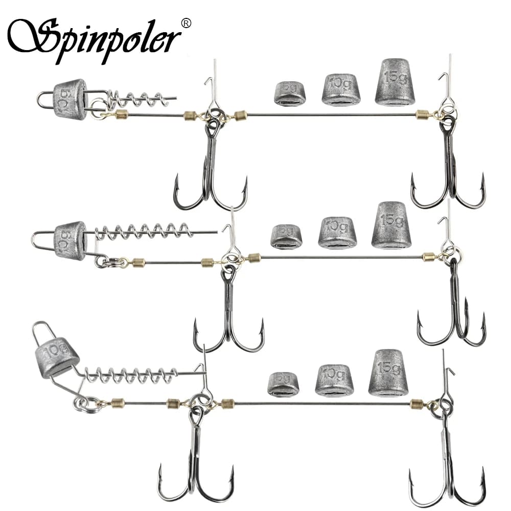 Montage pike stinger multi-profondeur hameçons #6 #1/0 #2/0 avec plombs 5g à 20g pour leurres souples