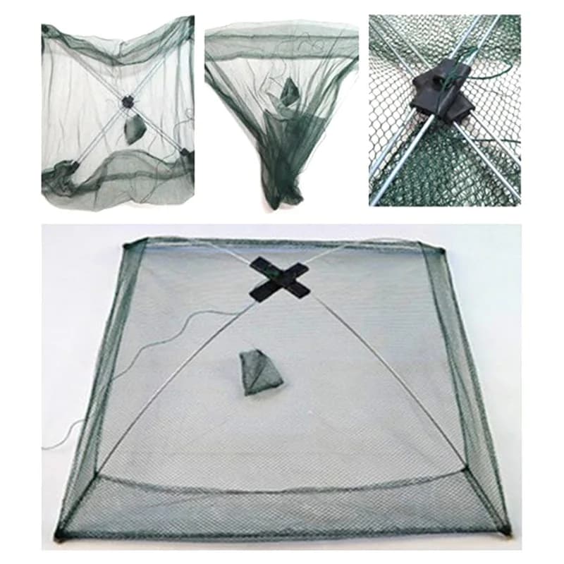 Piège à crabes parapluie avec filet et appât pour pêche au lancer et réapprovisionnement en crevettes