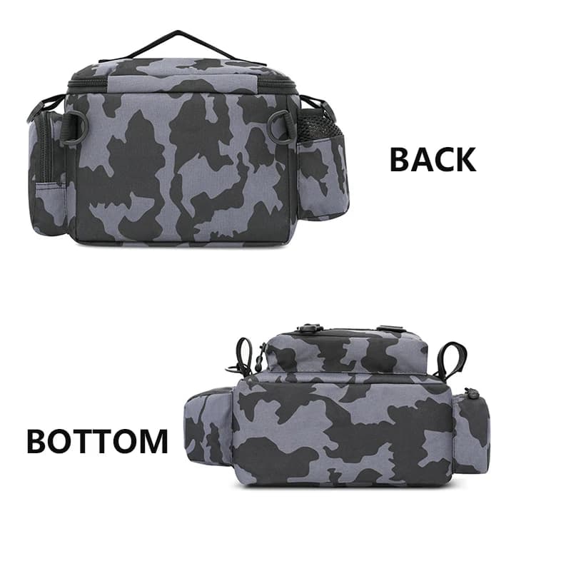 Sac ceinture pêcheur noir rangement matériel pêche porte-canne intégré sport extérieur pêche nomade