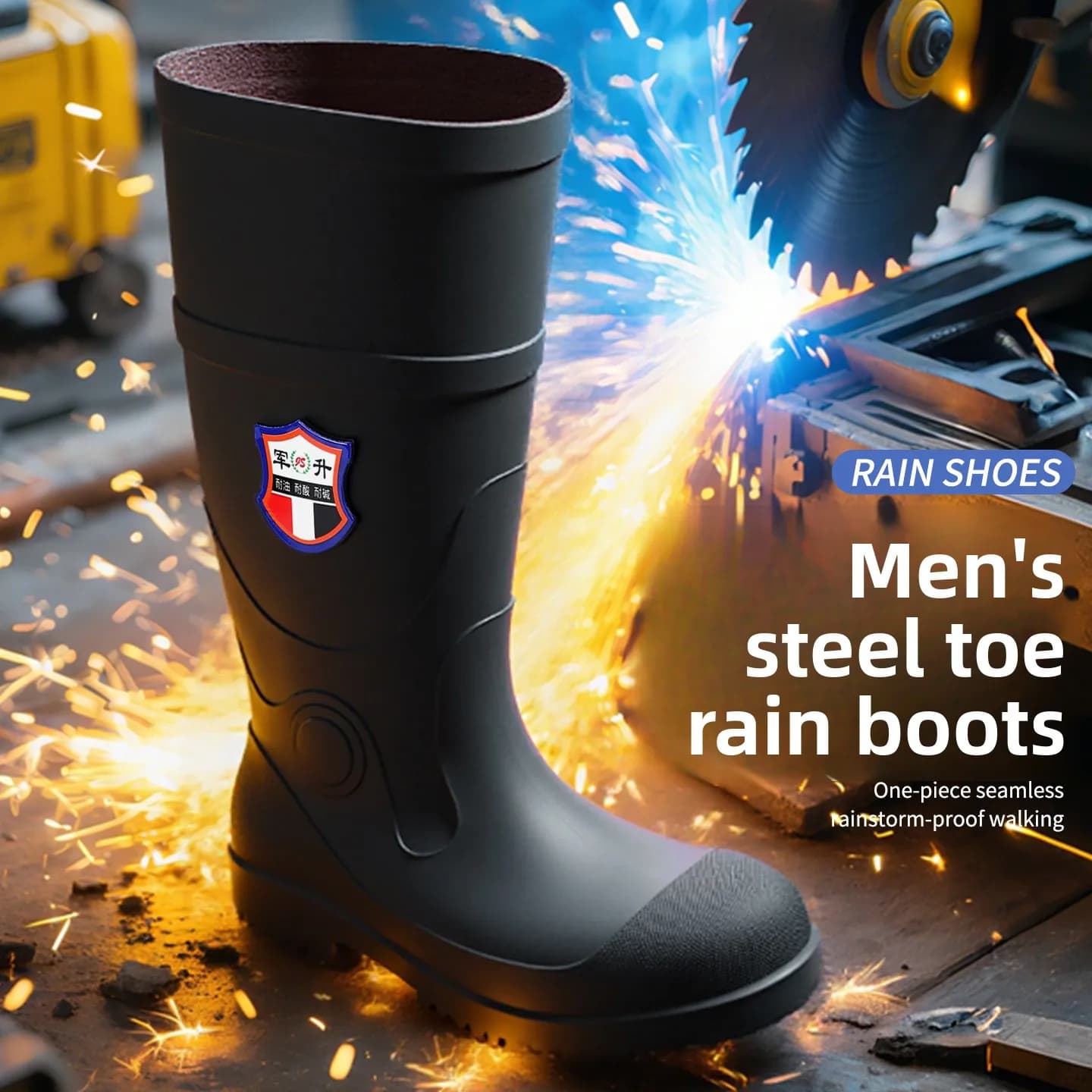 Bottes de sécurité hautes embout acier talon acier ignifuges anti-écrasement pêche travail