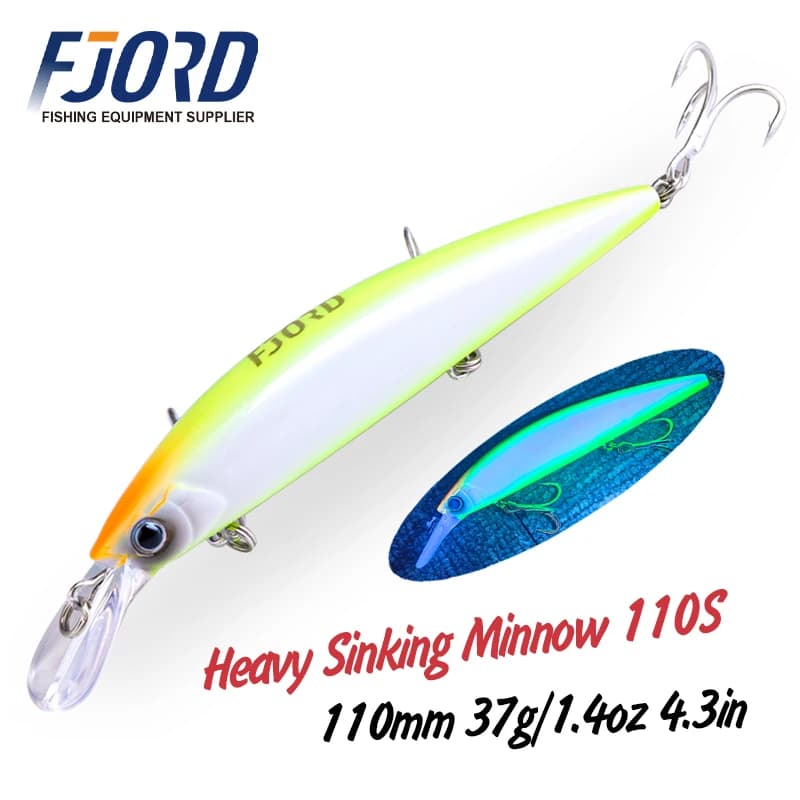 Leurres minnow coulants FJORD 37g 29g 17g pour lancer longue distance - Jerkbaits mer eau douce pêche gros carnassiers