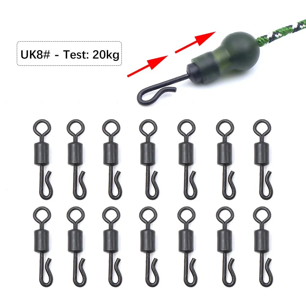 Émerillons pour montage carpe cheveu avec manchons connecteurs accessoires terminal tackle changement rapide