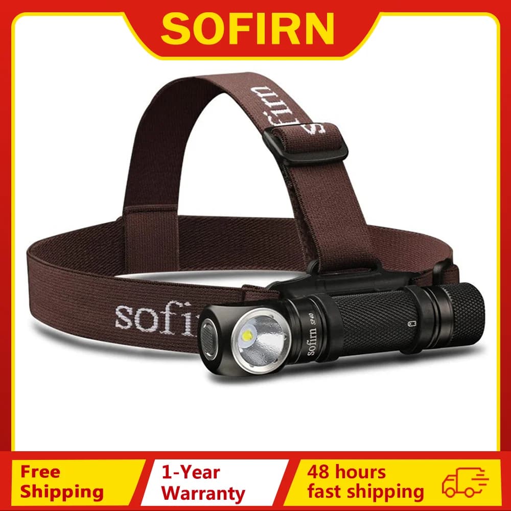 Lampe frontale Sofirn SP40 1200lm rechargeable Type-C avec queue magnétique pour pêche