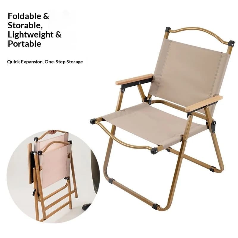 Chaise camping pliante haute avec porte-gobelet et sac pour pêche plage rando