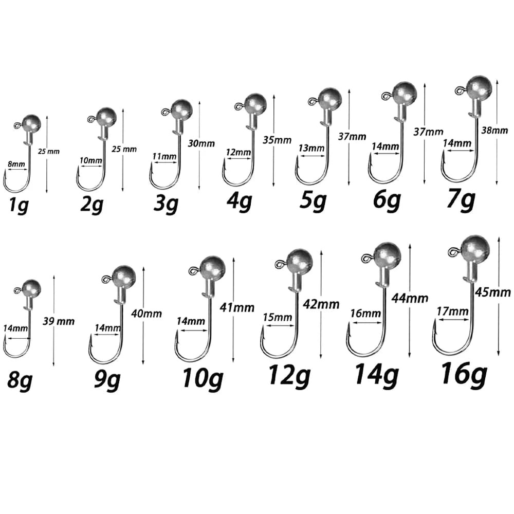 Têtes Plombées Jig Head 1g à 28g pour Leurres Souples et Slow Jigging Bar et Carnassiers