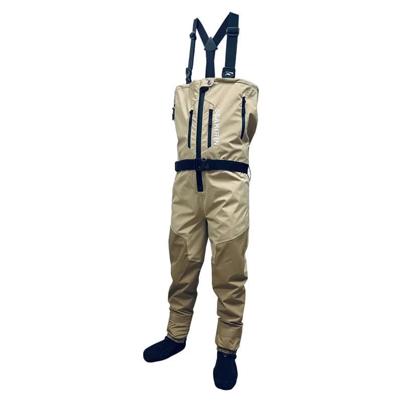 Waders poitrine hommes femmes pieds chaussettes avec fermeture éclair poche fendue imperméables respirants pêche chasse