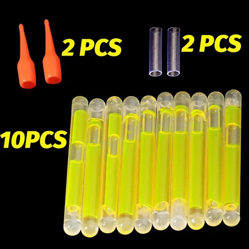 10 bâtons luminescents fluorescents 4.5x40mm pour cannes et flotteurs - Éclairage pêche de nuit