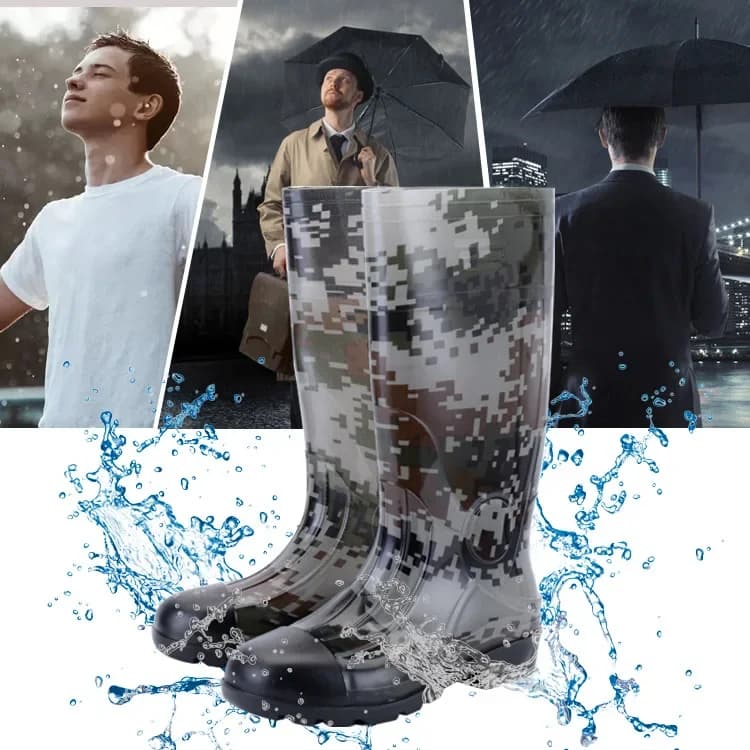 Bottes de pluie épaisses camouflage sécurité mines - Chaussures caoutchouc qualité supérieure tube long
