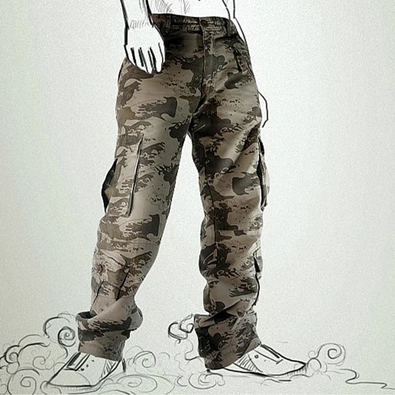 Pantalon cargo camouflage militaire sans ceinture jogger streetwear pêche discrète hommes