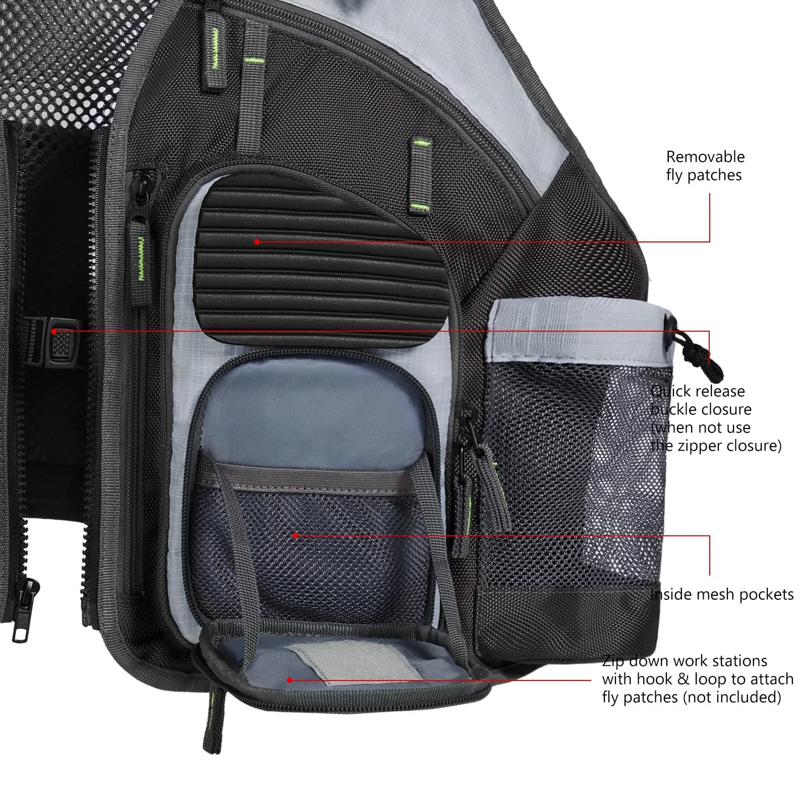 Gilet de pêche ajustable et respirant Bassdash pour la pêche sportive en extérieur