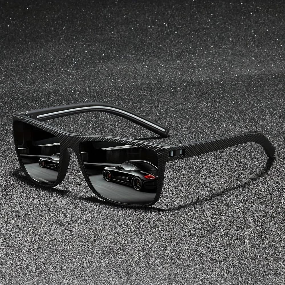 Lunettes de soleil polarisées carrées vintage avec décorations - Design unique pour pêche et conduite