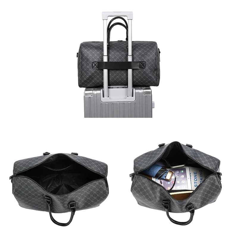 Sac de voyage homme grande capacité noir classique - Pêche et affaires - Sac à main et épaule imprimé