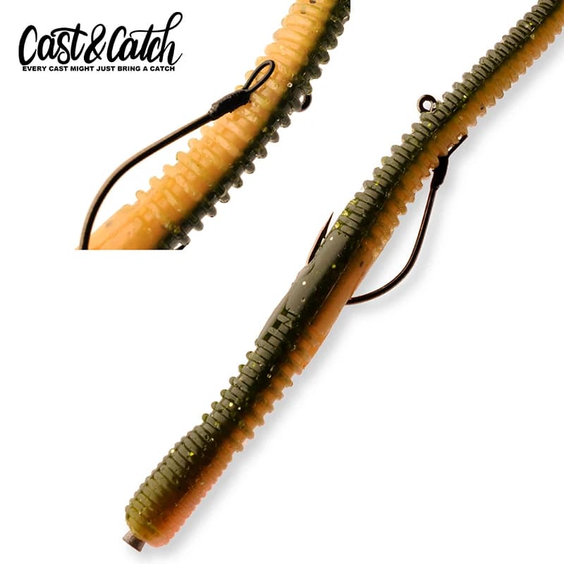 Hameçons offset Cast&Catch Neko Rig 4pcs pour leurres souples pêche carnassiers truite eau douce